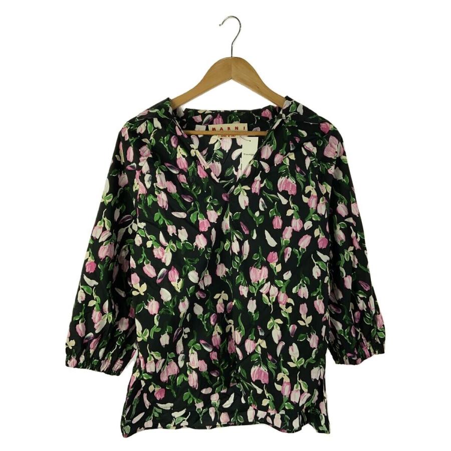 MARNI◇長袖ブラウス/40/コットン/ブラック/花柄/CAMA0382OU/? NULL 