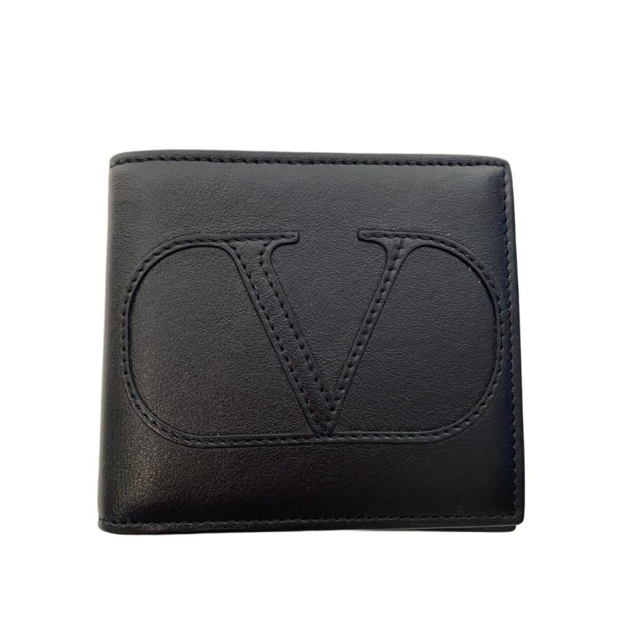 VALENTINO GARAVANI 二つ折り財布 VALENTINO GARAVANI◇2つ折り財布/レザー/BLK/メンズ : セカンド
