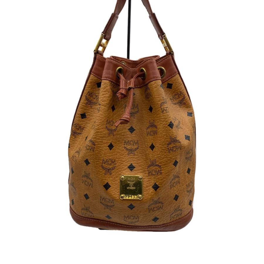 MCM◇ショルダーバッグ/巾着型/ロック番号429/レザー/BEG/総柄 MCM◇ショルダーバッグ/巾着型/ロック番号429/レザー/BEG/総柄