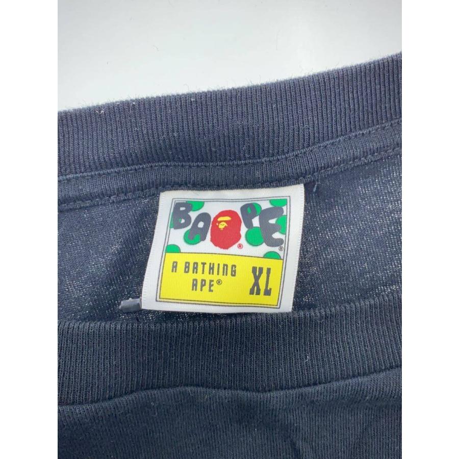 A BATHING APE◇カモカレッジプリントTシャツ/XL/コットン/ブラック