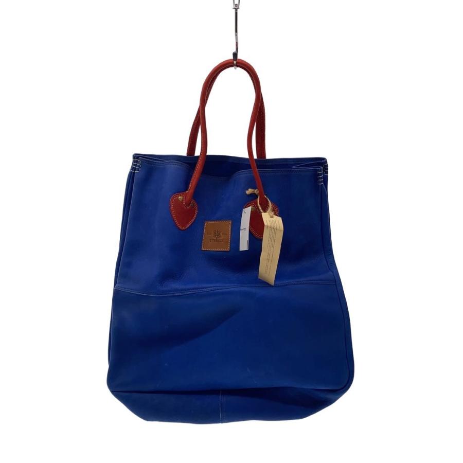 YUKETEN◇縦長/バケツ型/内ポケット×1/トートバッグ/レザー/ブルー