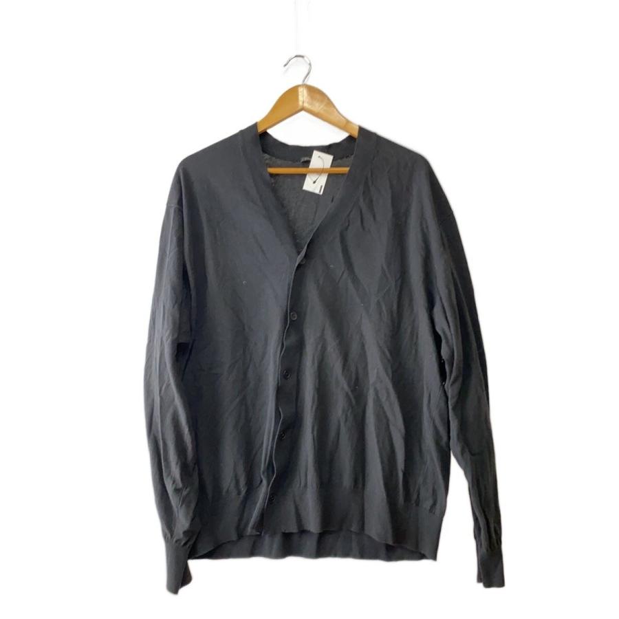 COMOLI◇COTTON V NECK CARDIGAN/3/薄手/コットン/ブラック/Z01-06012