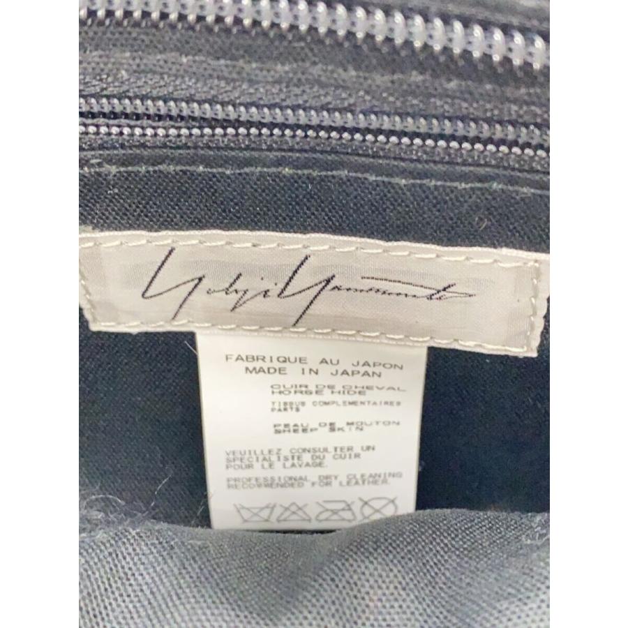 yohji yamamoto POUR HOMME◇ショルダーバッグ/レザー/BLK/無地
