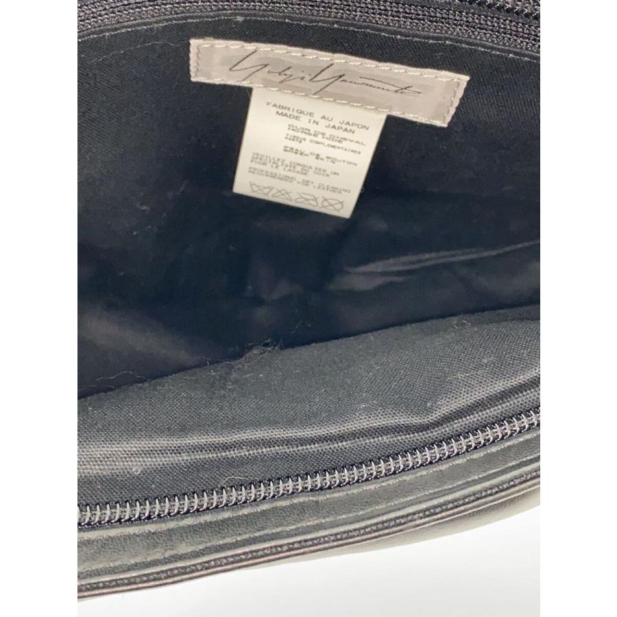 yohji yamamoto POUR HOMME◇ショルダーバッグ/レザー/BLK/無地