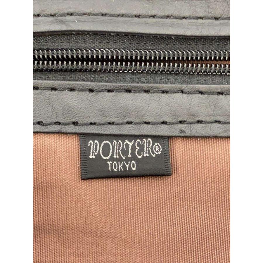 PORTER◆ショルダーバッグ/レザー/BLK/無地//_4