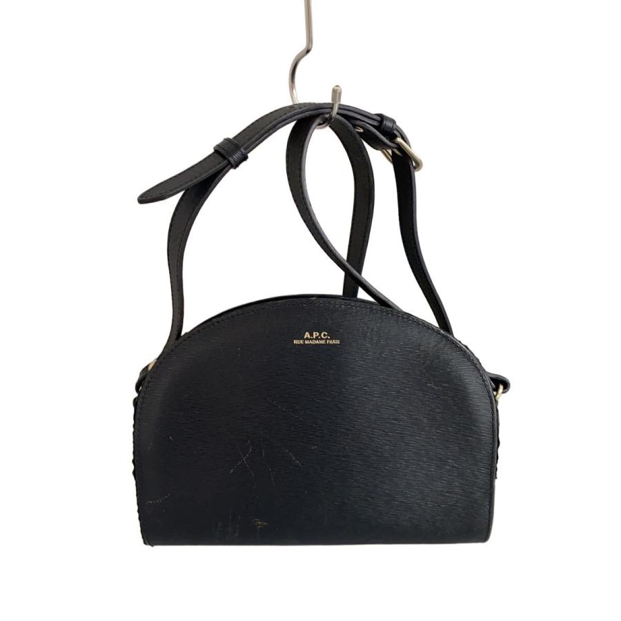 a.p.c ハーフムーンレザーショルダーバッグ黒　目立つ傷なく綺麗です A.P.C.◇ハーフムーンショルダーバッグ/レザー/BLK : セカンド