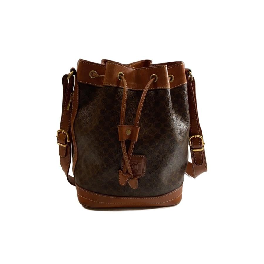 CELINE◇ショルダーバッグ/マカダム/オールド/PVC/BRW/総柄 : セカンド