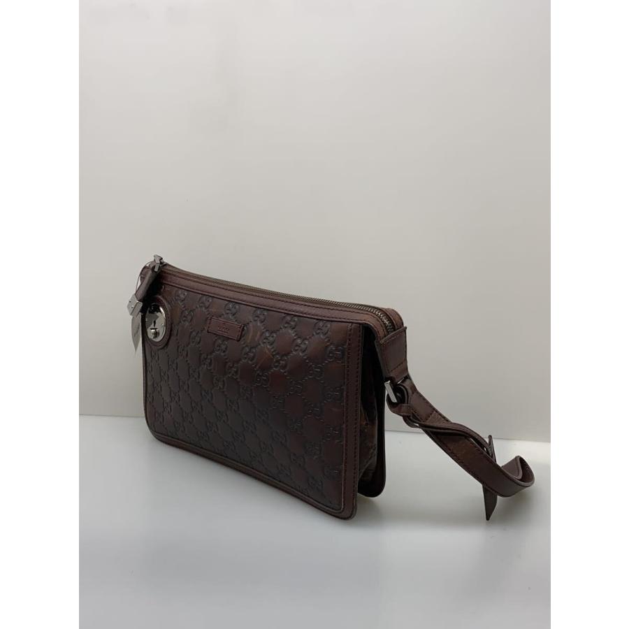 【美品】GUCCI セカンドバッグ ハンドバッグ マイクロＧＧ グッチシマレザー GUCCI◇セカンドバッグ_グッチシマ/レザー/BRW/総柄 : セカンド