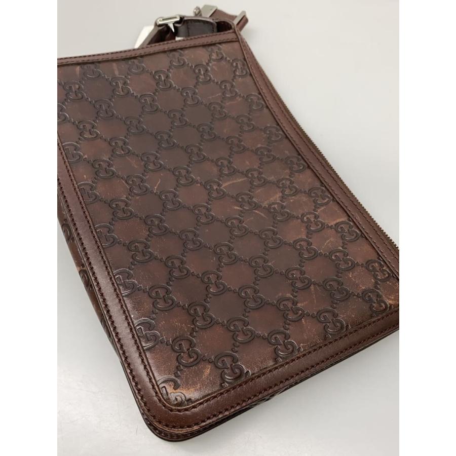 GUCCI◇セカンドバッグ_グッチシマ/レザー/BRW/総柄 : セカンド
