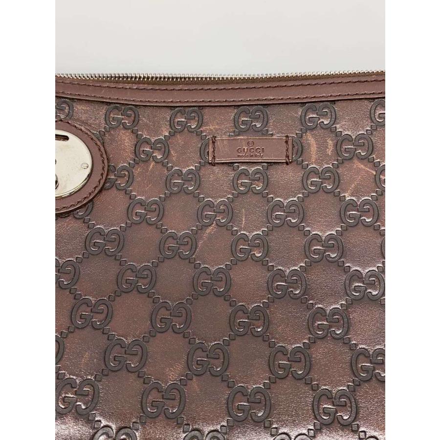 GUCCI◇セカンドバッグ_グッチシマ/レザー/BRW/総柄 : セカンド