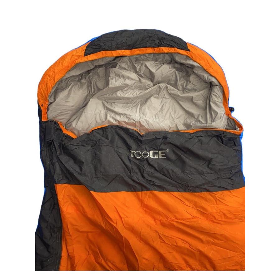フード付きオレンジと黒の寝袋 シュラフ/ORN/TOOGE ice-snow1500/オレンジ/寝袋/スリーピング