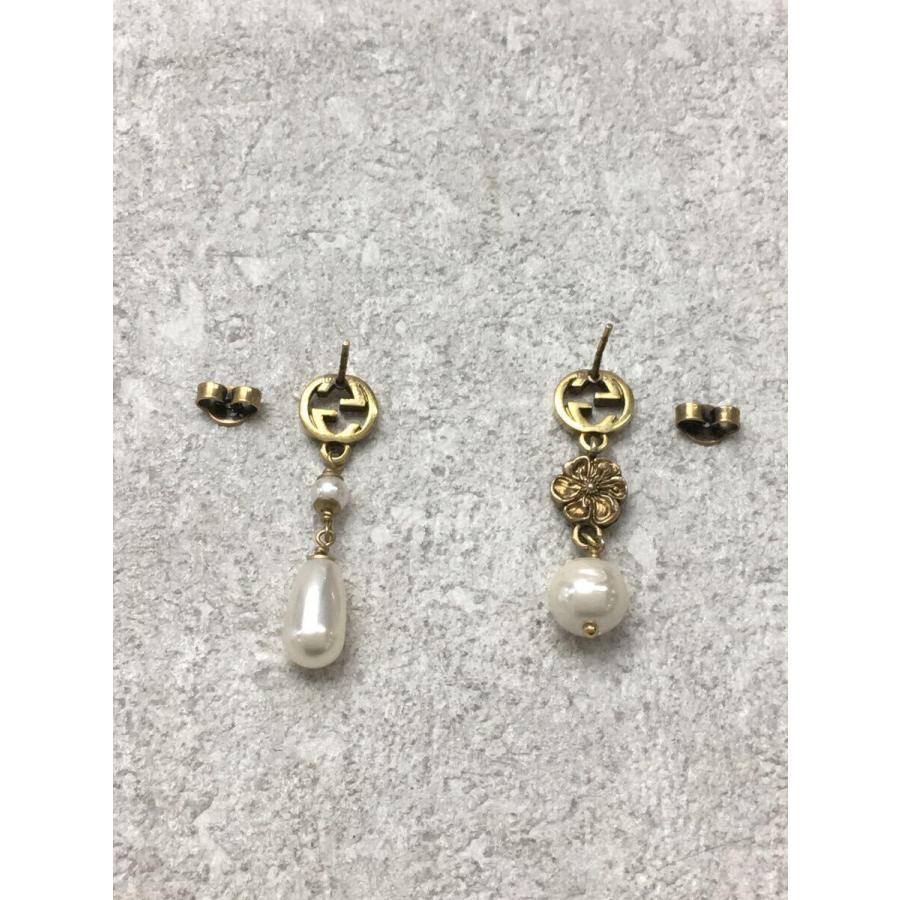 GUCCI◇インターロッキングG フラワーパール ピアス/ピアス/--/GLD 
