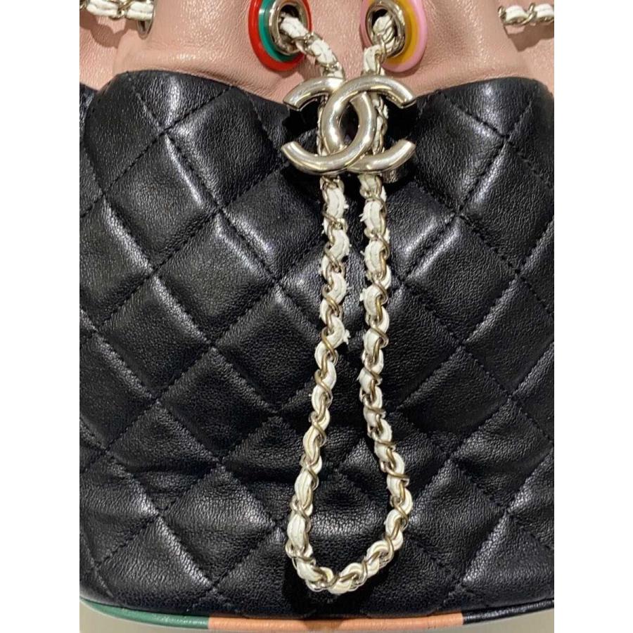CHANEL◇マトラッセ/ココマーク/2way/巾着/ショルダーバッグ/レザー 