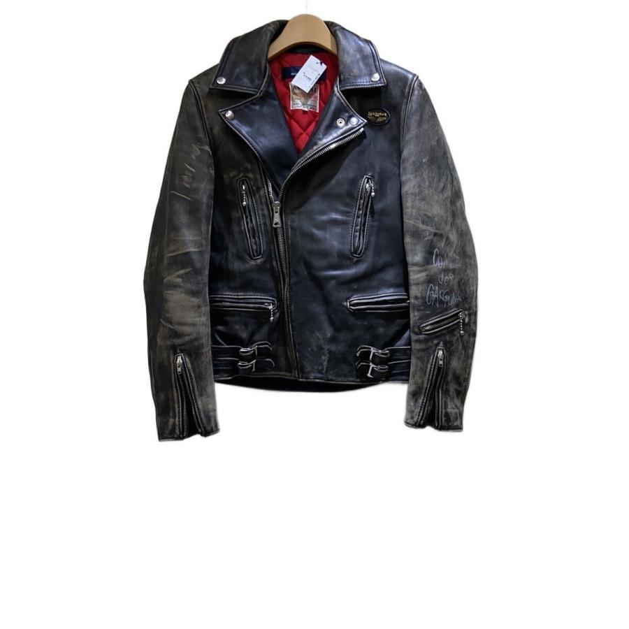 COMME des GARCONS◇ダブルライダースジャケット/34/レザー/BLK/KZ