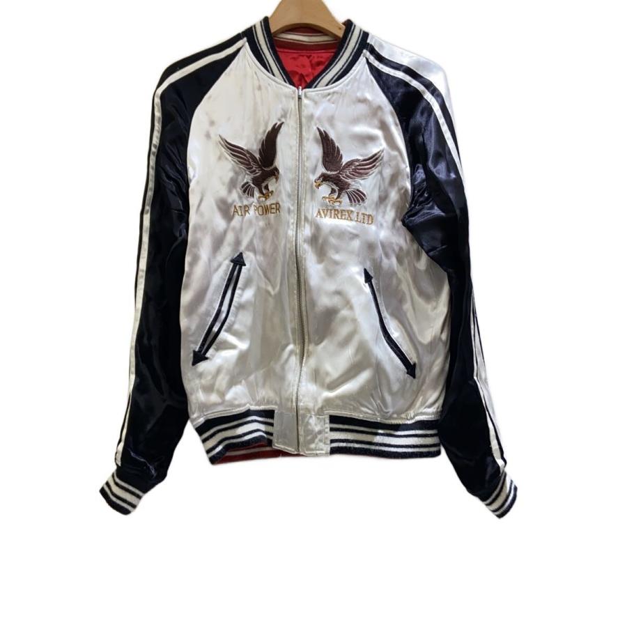 AVIREX◇リバーシブルスーベニアジャケット/スカジャン/M/レーヨン/WHT