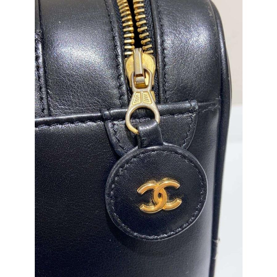 CHANEL シャネル　レザー　ビコローレ　バニティポーチ CHANEL◇バニティバッグ/ビコローレ/ポーチ/レザー/BLK// : セカンド