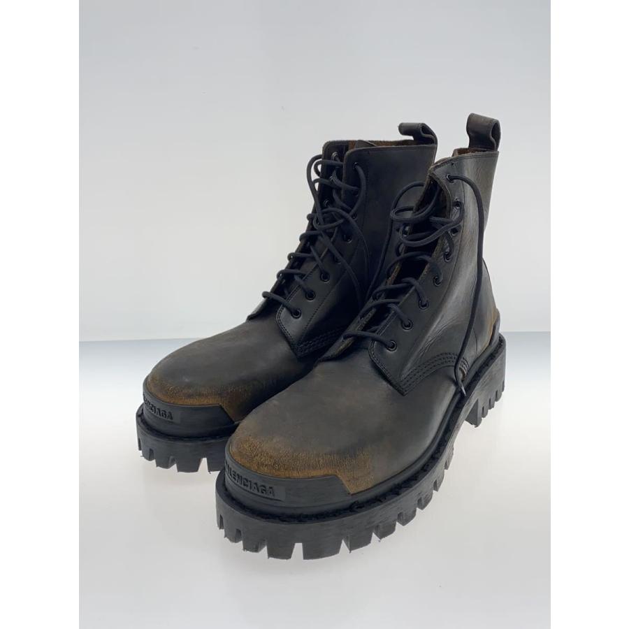 BALENCIAGA◇STRIKE BOOTIE/レースアップブーツ/43/BLK/レザー/670633