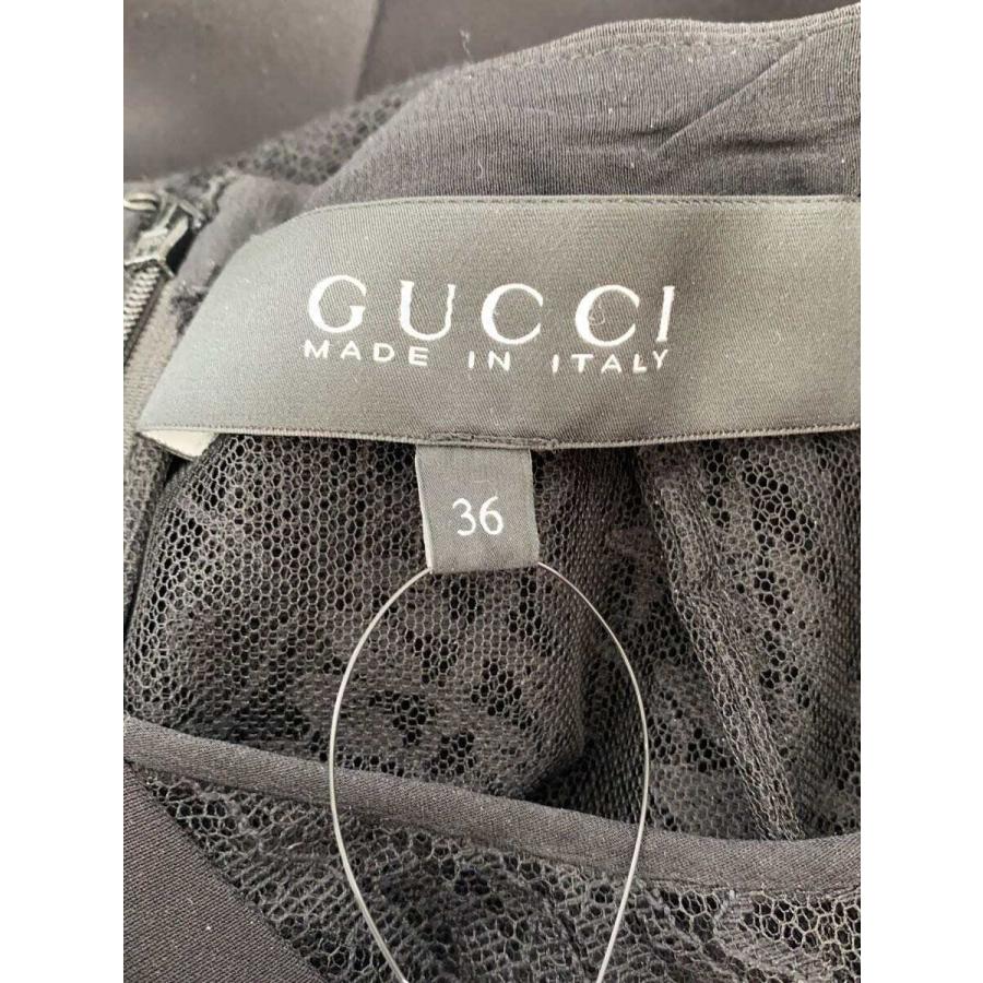 GUCCI◆シースルージャンプスーツ/オールインワン/36/コットン/シルク混/BLK