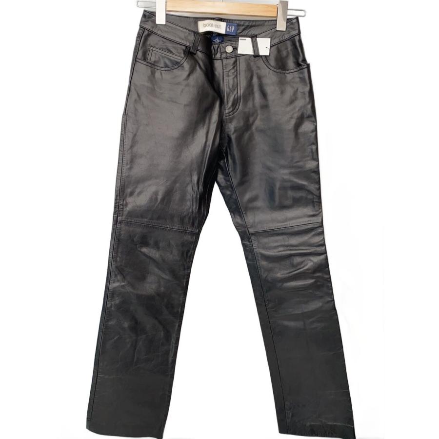 OLD GAP BOOT CUT LEATHER PANT 2 ブラック GAP◇ブーツカットパンツ/2/レザー/BLK/90s/old : セカンドストリート