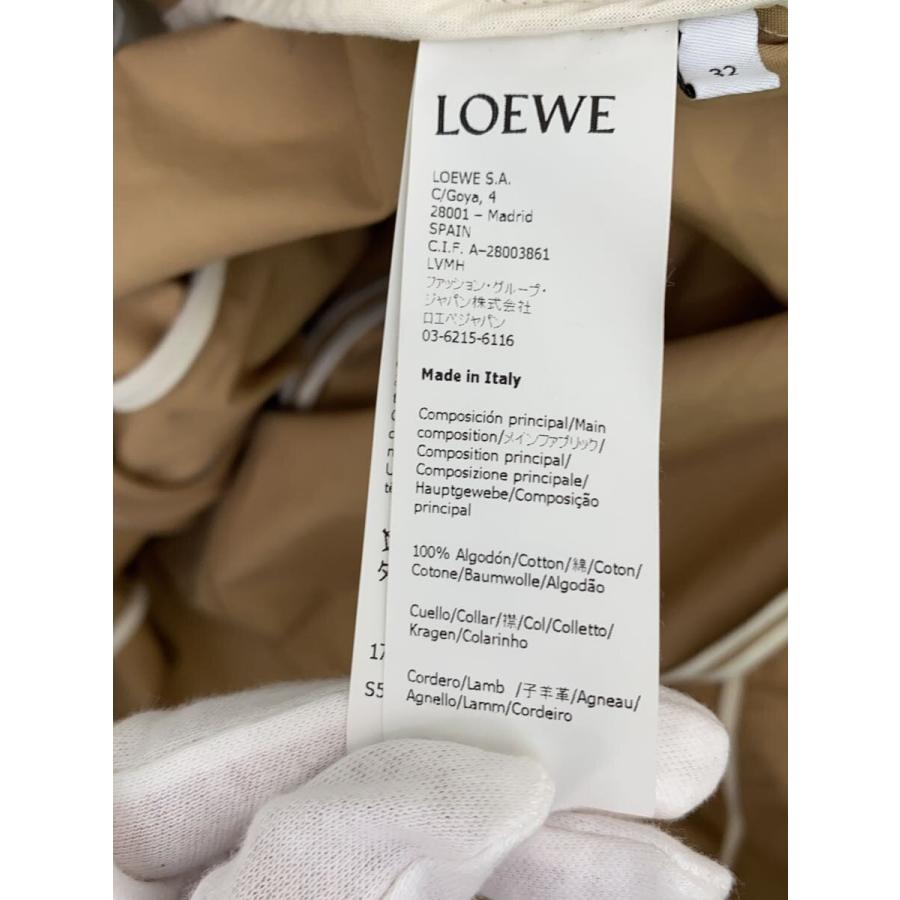 LOEWE◇トレンチコート/襟レザー/size:32/コットン/キャメル/無地
