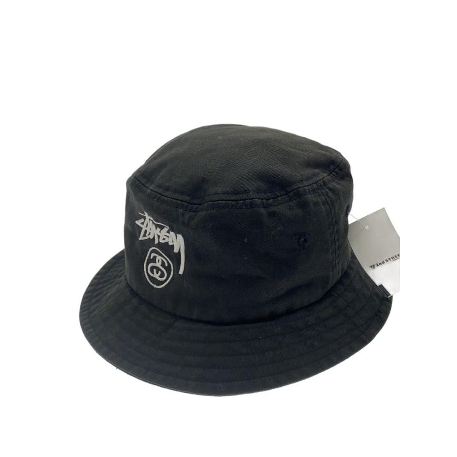 STUSSY◇00s/バケットハット/コットン/BLK/無地/メンズ : セカンド