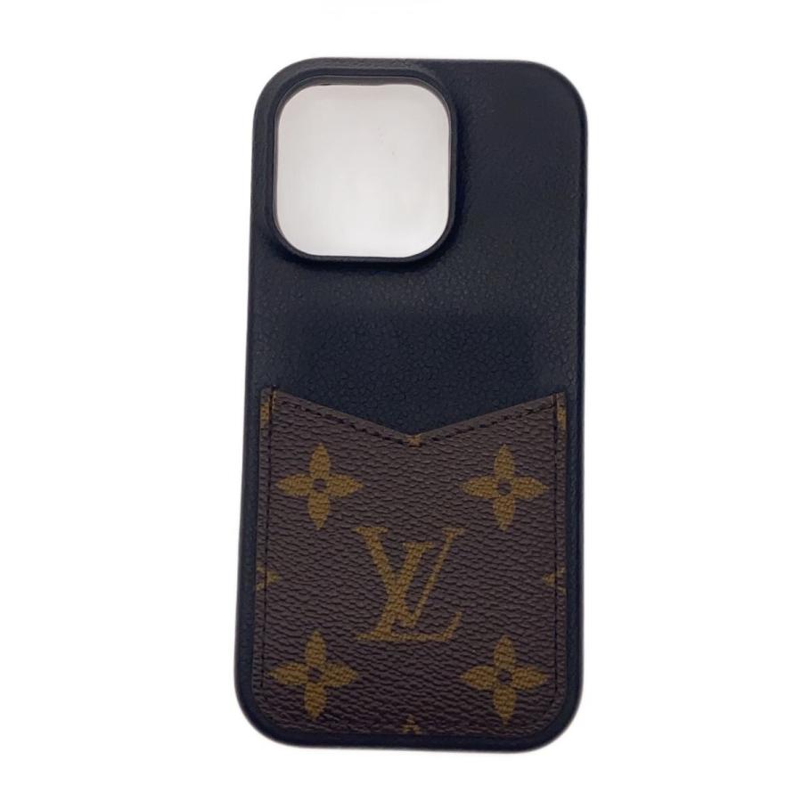 LOUIS VUITTON◇24年製/バンパー/カーフレザー/iPhone16Pro/BLK 