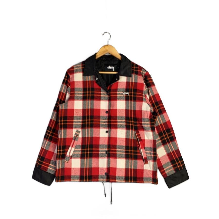 STUSSY◇コーチジャケット/M/コットン/RED/チェック// : セカンド