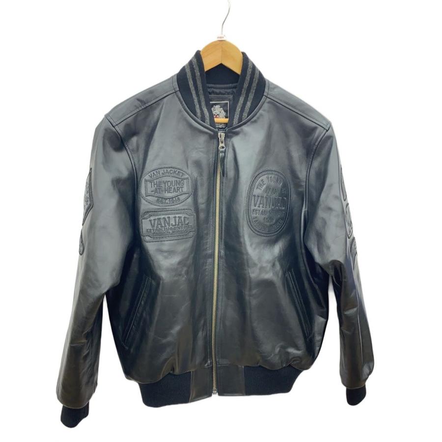 VAN◇プレミアムオールレザースタジャン/スタジャン/LL/牛革/BLK/JK