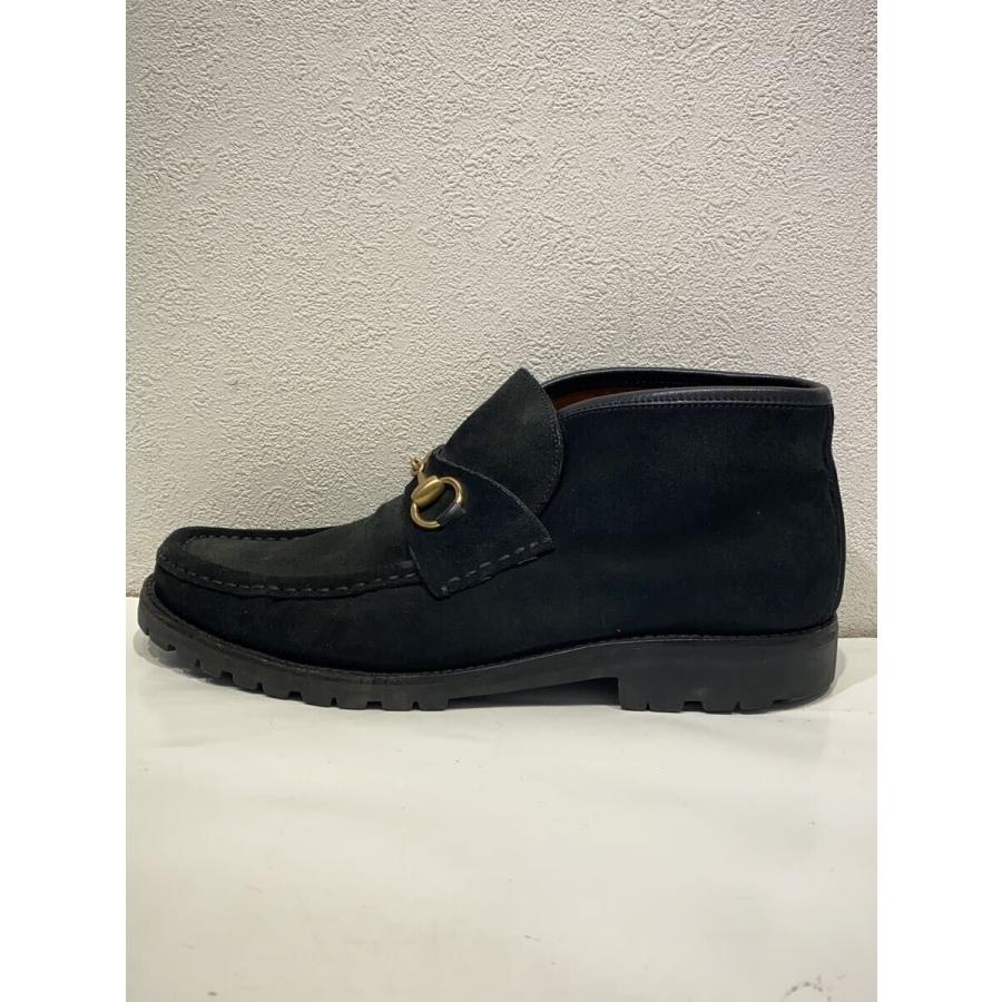 GUCCI◇ホースビットローファーブーツ/UK7.5/BLK/スウェード