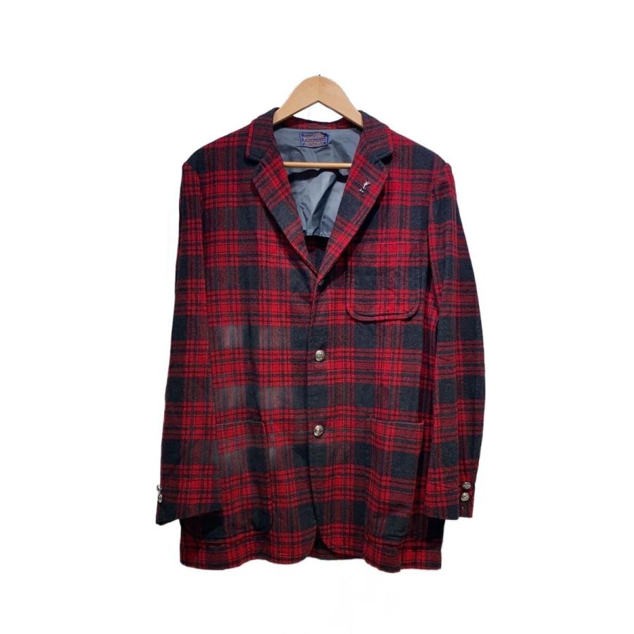 PENDLETON◇テーラードジャケット/--/ウール/RED/チェック/シャツ