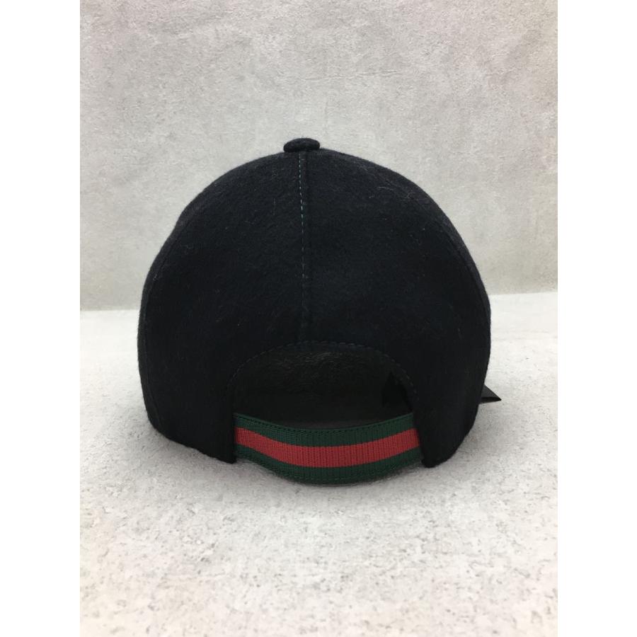 GUCCI◇HAT BAS FELT O GG刺繍/キャップ/M/ウール/ブラック/35350 