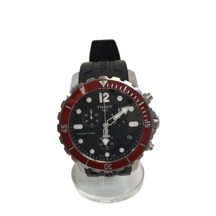 TISSOT◇SEASTAR 1000/クォーツ腕時計/アナログ/ラバー/ブラック