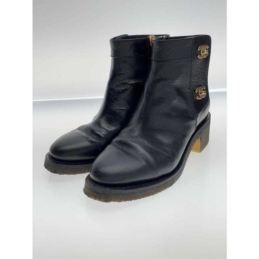 CHANEL レザーショートブーツ36 ブラック CHANEL レザーショートブーツ36 ブラック