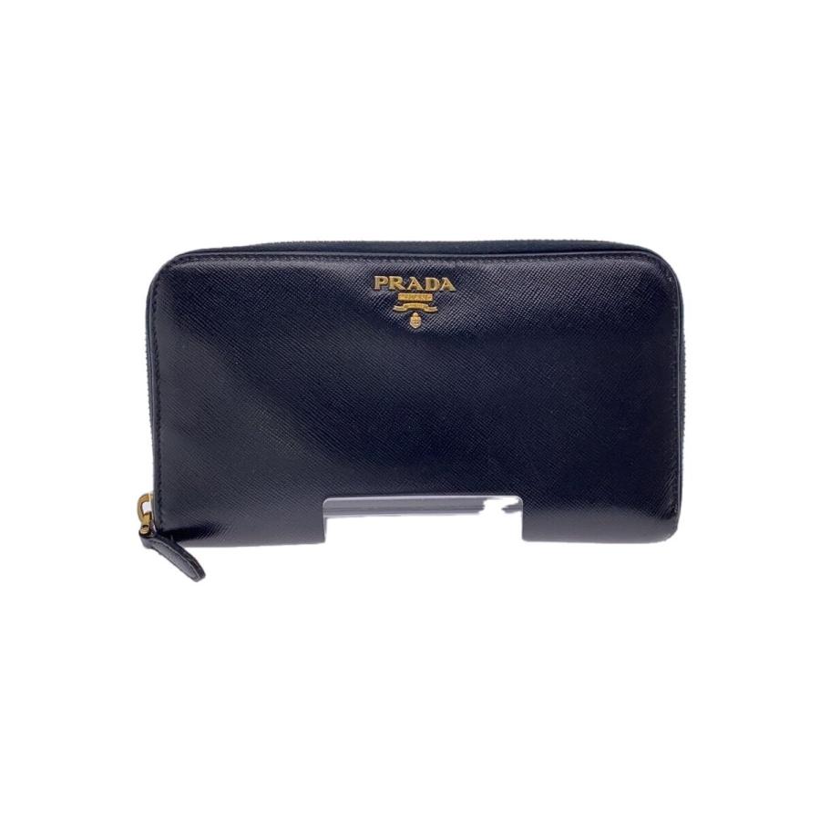 PRADA ブラック レザー 長財布　メンズ　レディース プラダ PRADA 長財布 ラウンドファスナー サフィアーノ 財布