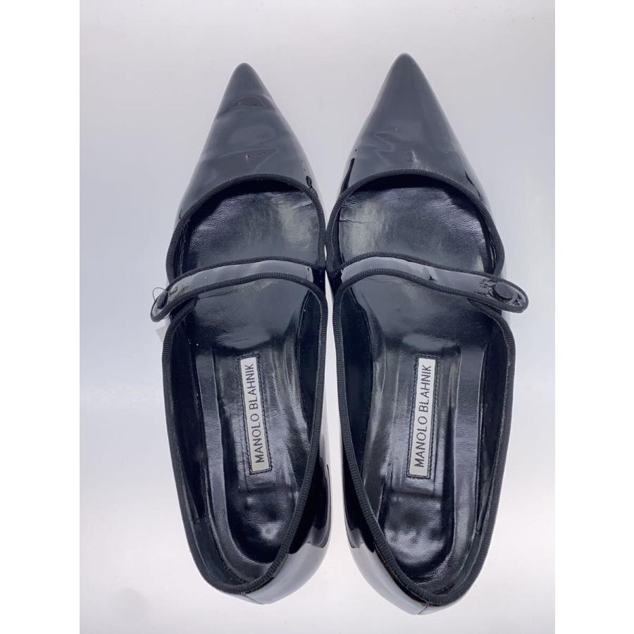 ぶ*く様 【美品】MANOLO BLAHNIKメリージェーンフラットパンプス38 MANOLO BLAHNIK◇メリージェーンフラット/パンプス/38.5/BLK/エナメル