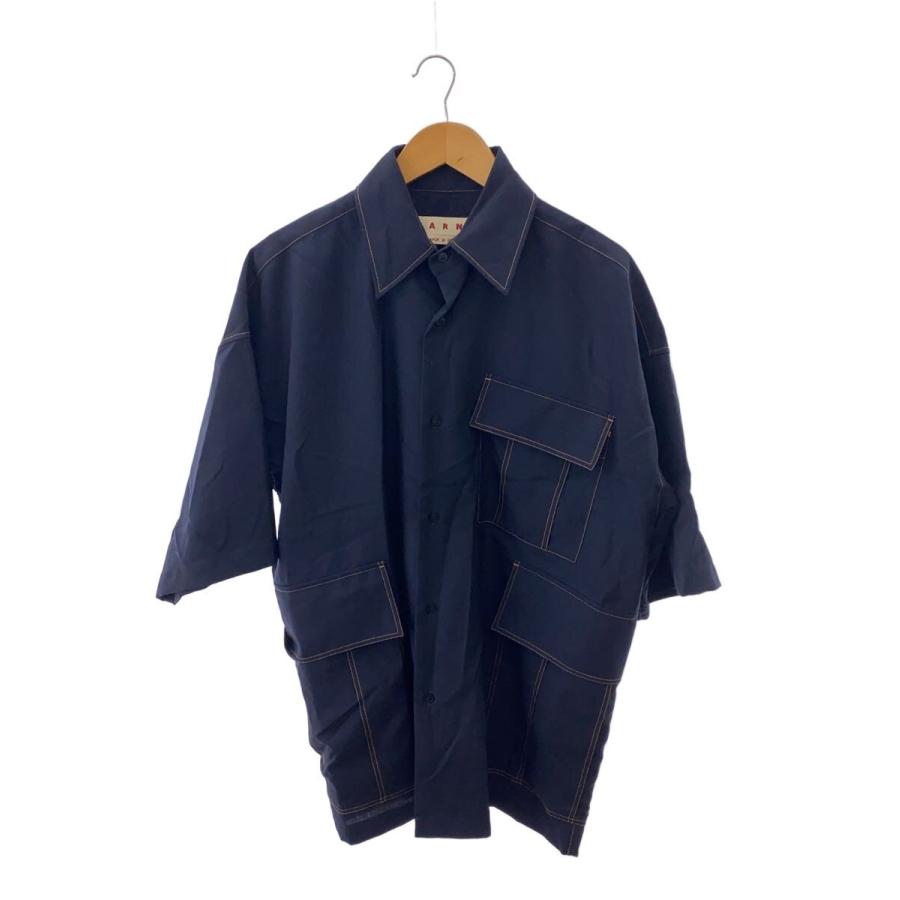 MARNI◇半袖シャツ/44/コットン/NVY/無地/CUMU0207A0 TW839 : セカンド