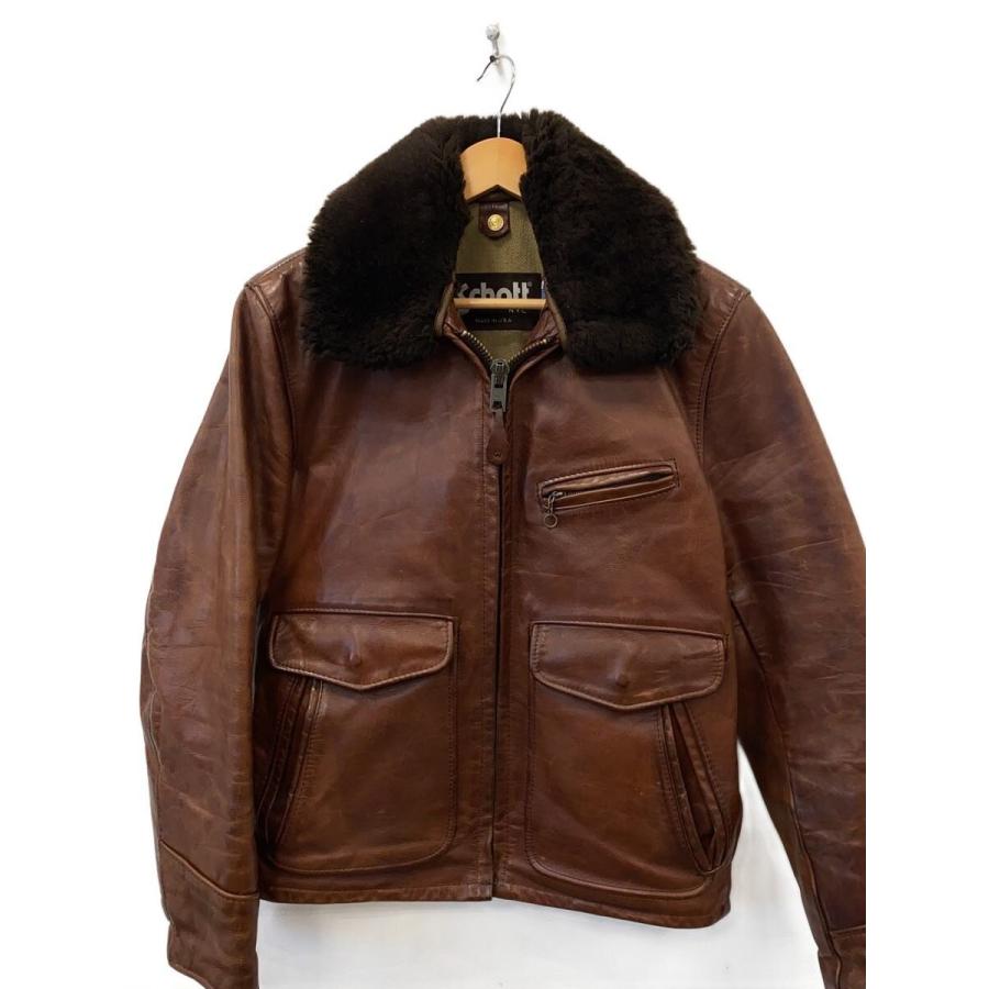 Schott◇G-1/ミリタリージャケット/36/レザー/BRW : セカンド