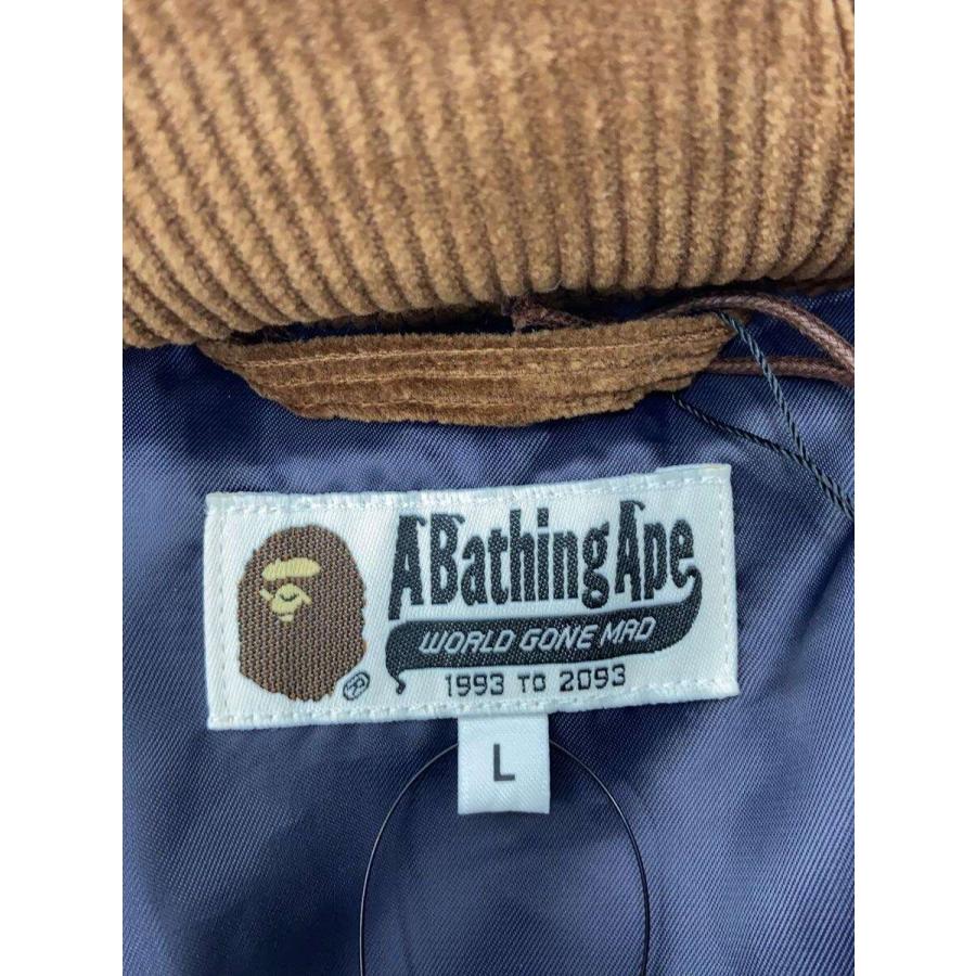 A BATHING APE / ダウンジャケット/L/コットン/BRW/無地/001DNK701001M A BATHING APE◇ダウンジャケット/L/コットン/BRW/無地/001DNK701001M