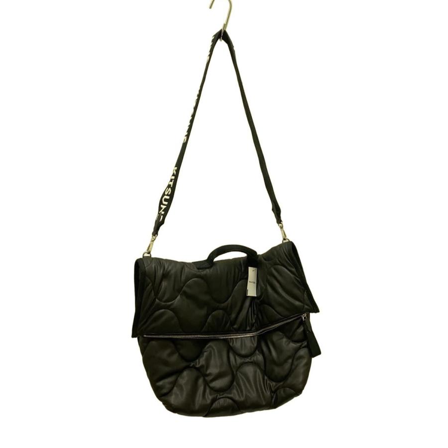 Maison Kitsuné 2WAY ショルダーバッグ ブラック MAISON KITSUNE◇NYLON QUILTED BAG/2way/ショルダーバッグ/ナイロン