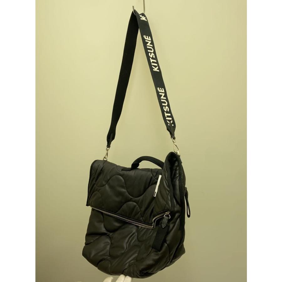 Maison Kitsuné 2WAY ショルダーバッグ ブラック MAISON KITSUNE◇NYLON QUILTED BAG/2way/ショルダーバッグ/ナイロン