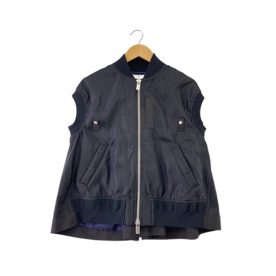 sacai◇MA-1 ジップベスト/2/ナイロン/BLK/SCW-002// : セカンド