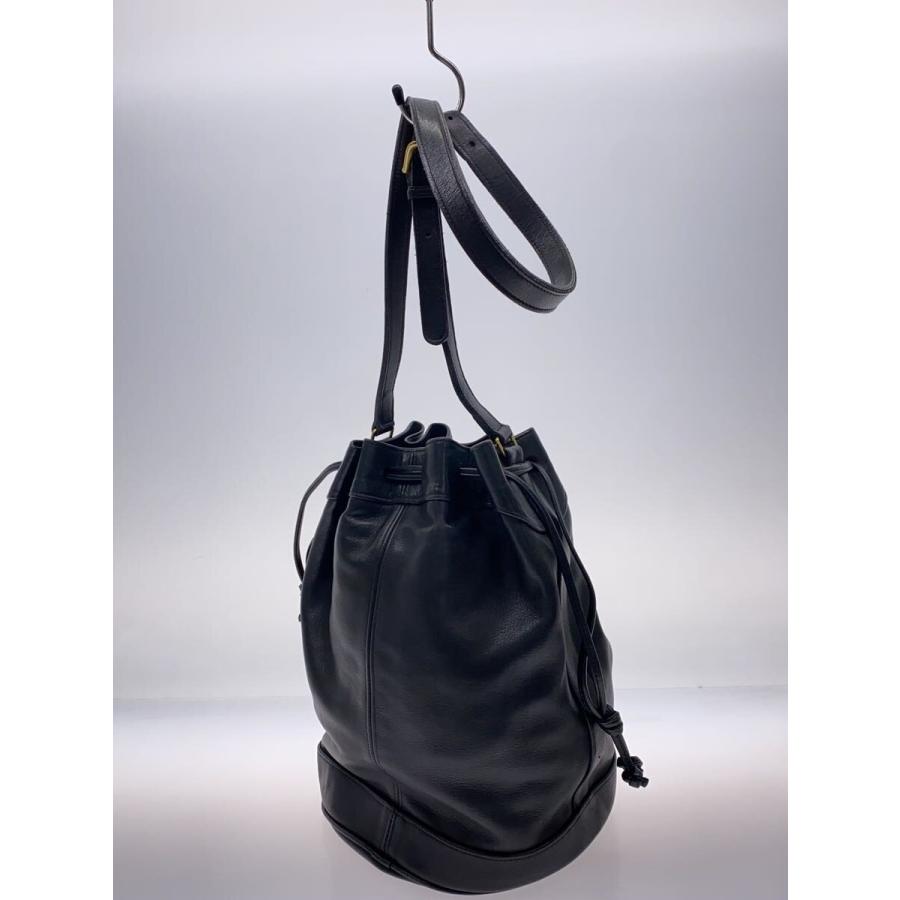 COACH◇オールドコーチ/巾着型ショルダーバッグ/レザー/BLK/006
