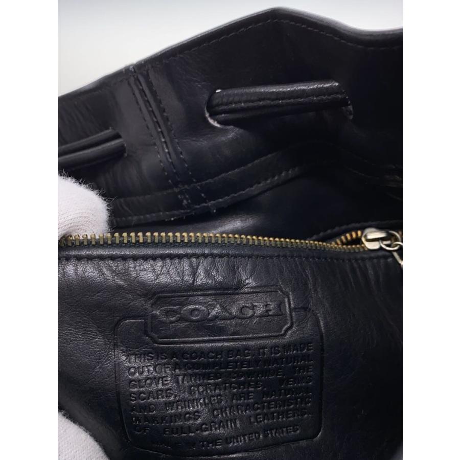 COACH◇オールドコーチ/巾着型ショルダーバッグ/レザー/BLK/006