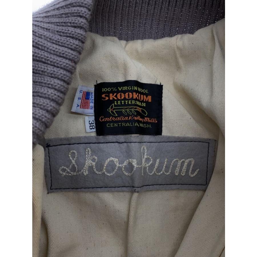 SKOOKUM スクーカム 袖レザー スタジャン ネイビー/ホワイト