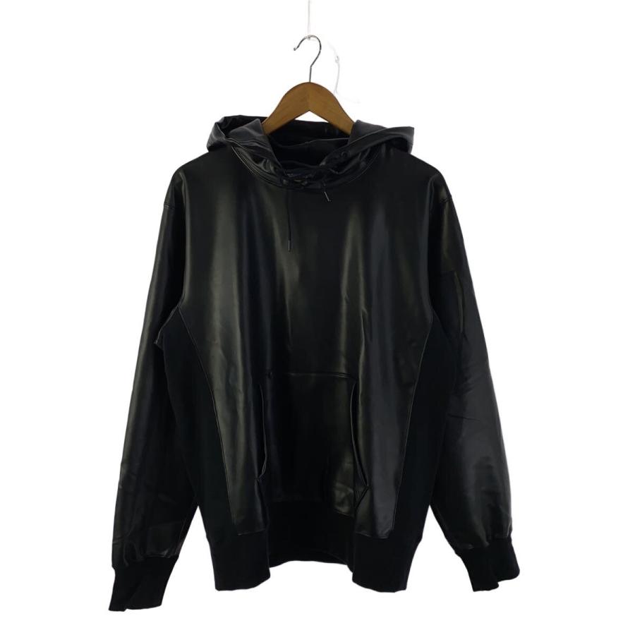 JOHN LAWRENCE SULLIVAN◇STRETCH VEGAN LEATHER LACE-UP HOODIE/M