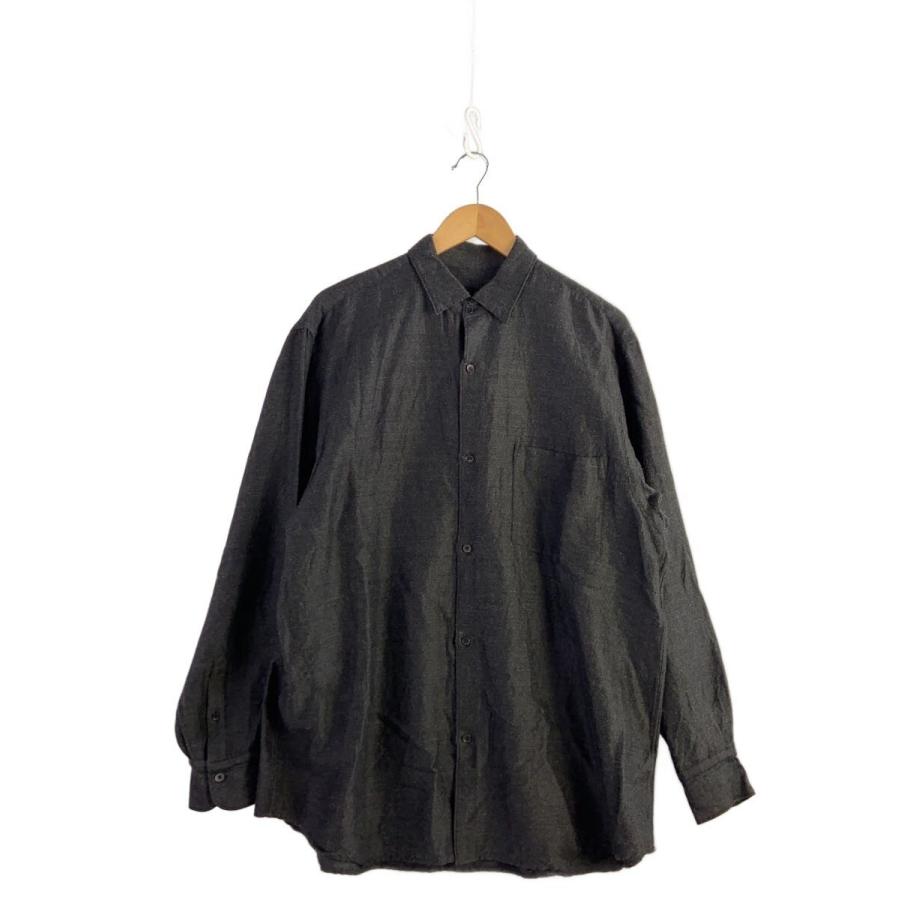 COMOLI◇21SS/ウールシルクシャツ/長袖シャツ/3/ウール/GRY/T01-02003