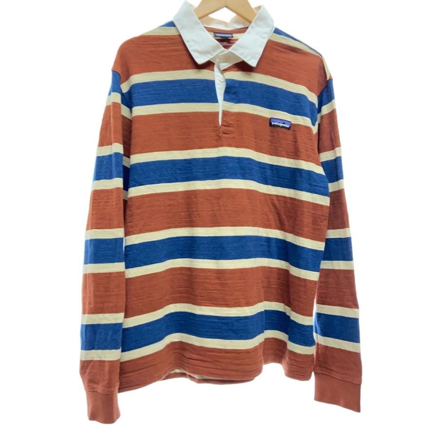 patagonia◇ポロシャツ/L/コットン/マルチカラー/ボーダー/STY53860