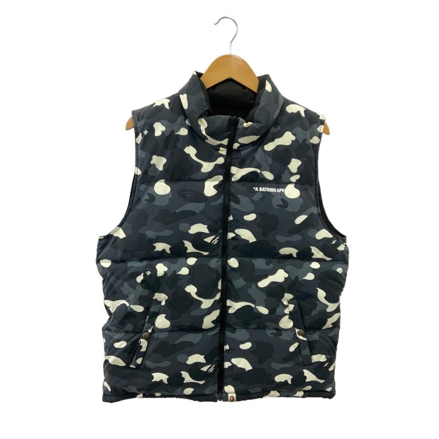 A BATHING APE◇ダウンベスト/M/ポリエステル/GRY/カモフラ 