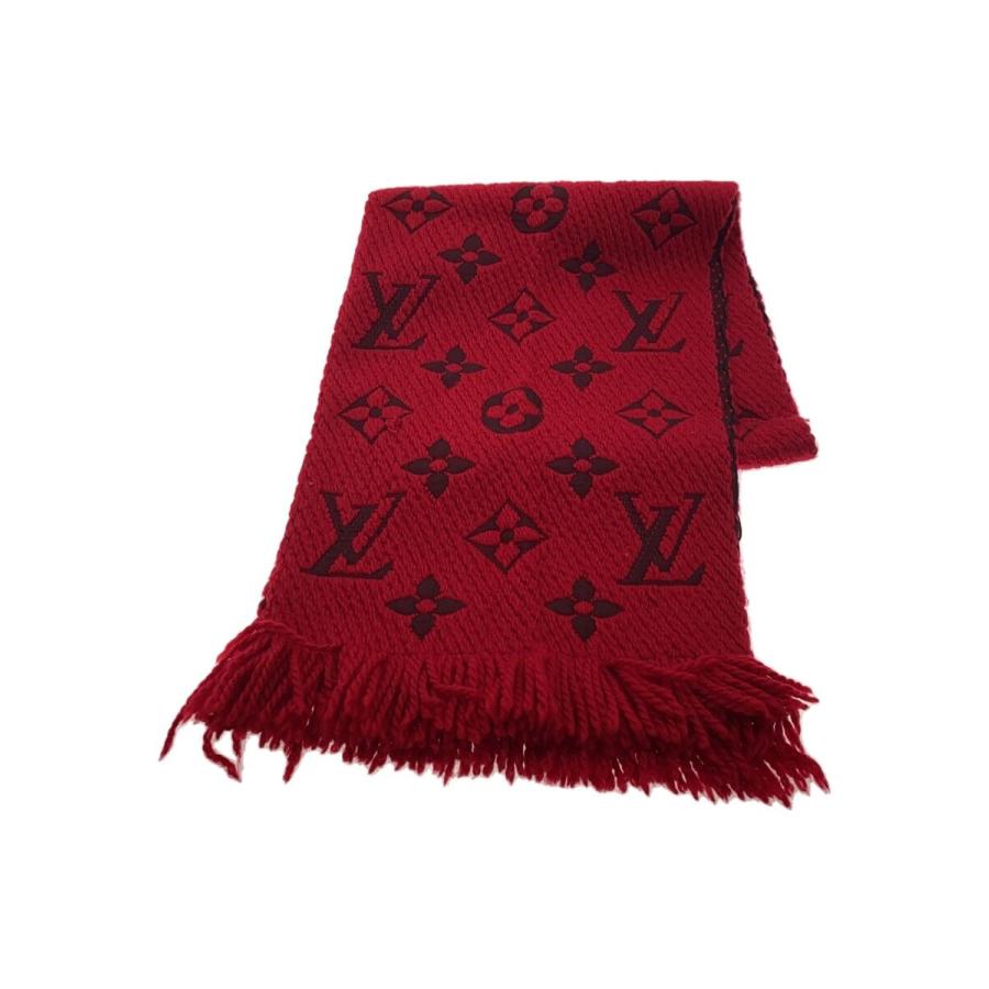 LOUIS VUITTON◇マフラー/ウール/シルク混/RED/モノグラム LOUIS VUITTON◇マフラー/ウール/シルク混/RED/モノグラム