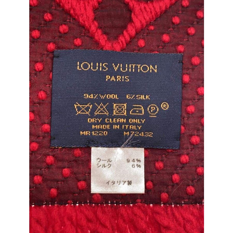 LOUIS VUITTON◇マフラー/ウール/シルク混/RED/モノグラム LOUIS VUITTON◇マフラー/ウール/シルク混/RED/モノグラム